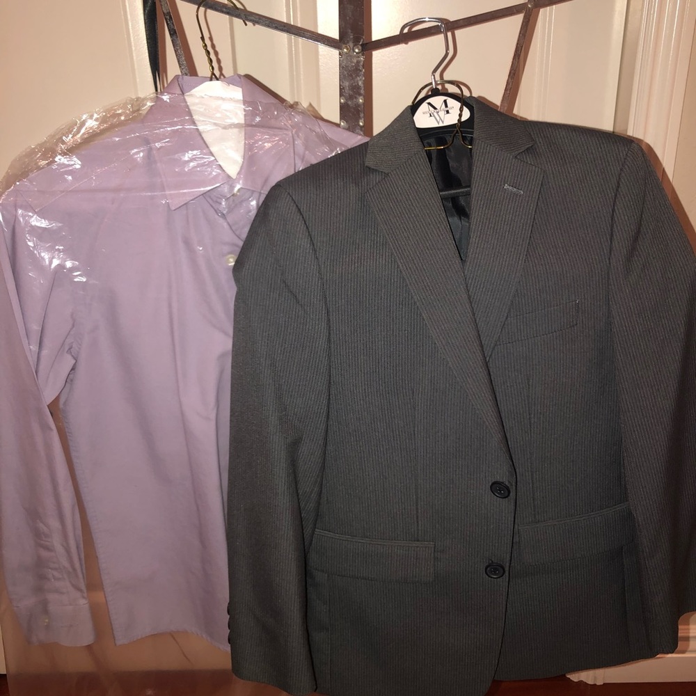 Boys charcoal stripe suit